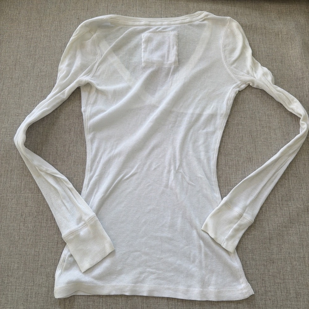Y2K Vintage Abercrombie Babydoll V Neck Ribbed T Elena Gilbert Bella Swan - Picture 6 of 15